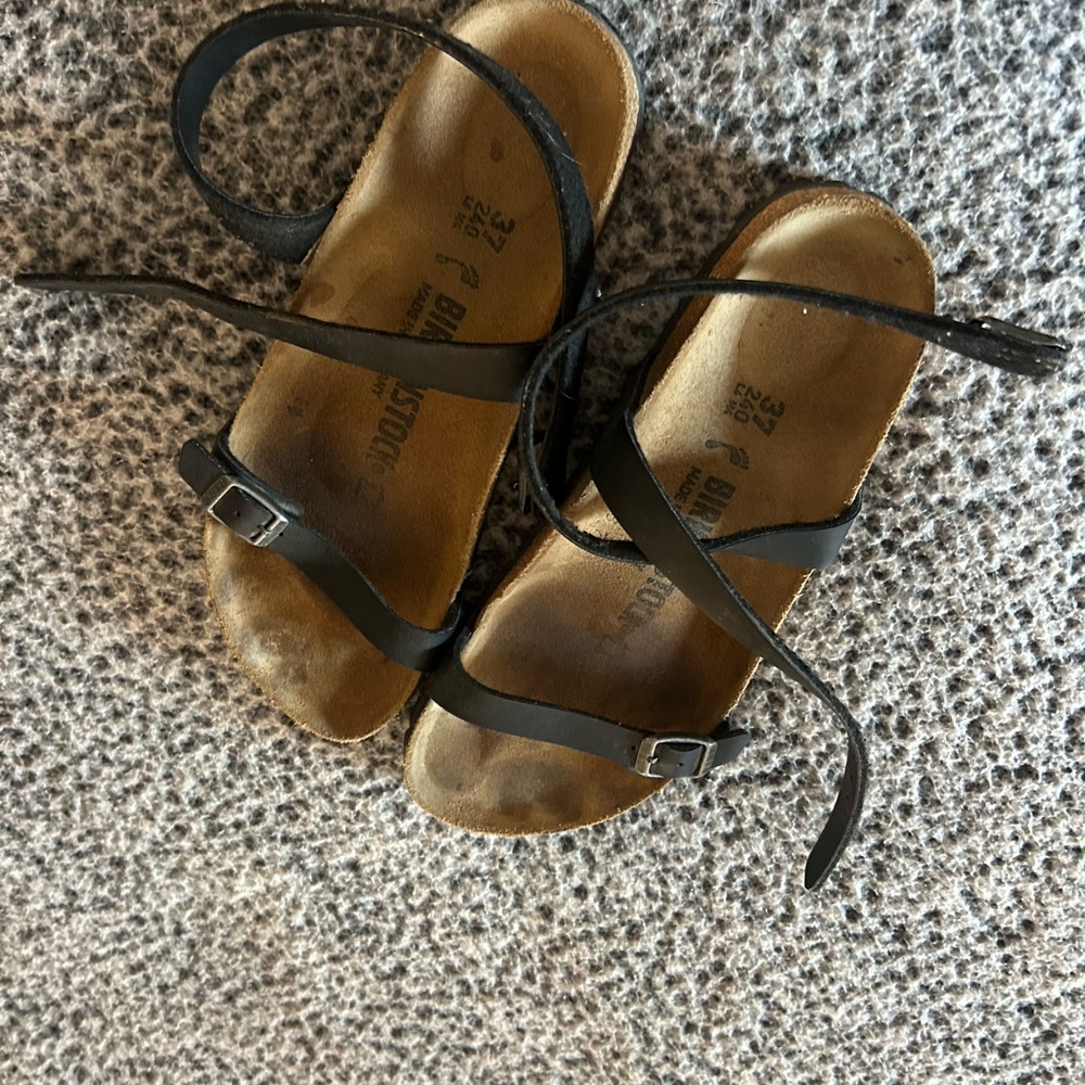 Birkenstock Women's Black Leather Wrap-Strap Sandals